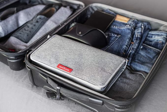 LeanTravel Pill Case Organizer for Travel with Passport Wallet, Color Grey, Size Extra Large for 7 to 28 Day Travel