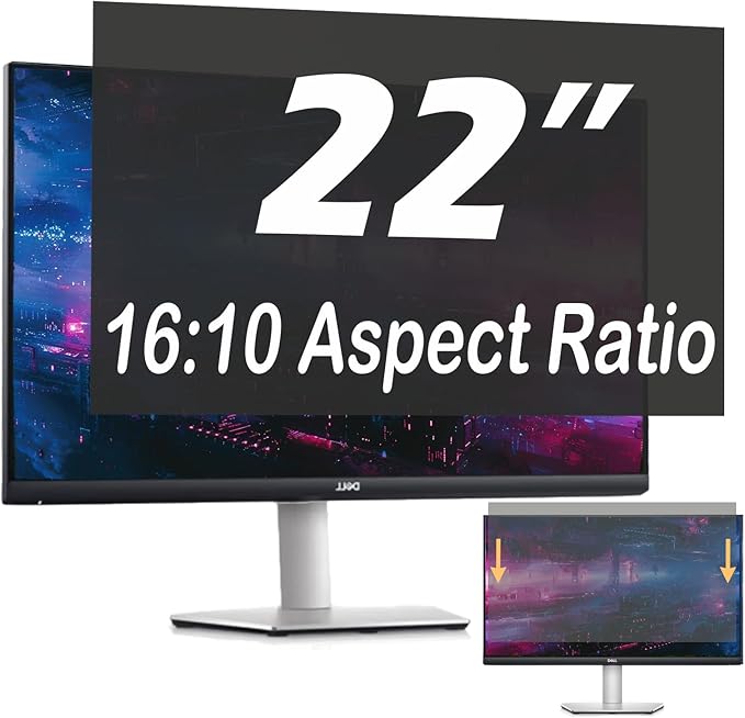 22 Inch Privacy Screen for Computer Monitor, 16:10 Anti-Spy Filter for Laptop & PC Display, Blue Light Blocking Anti-Glare Reversible Protector Film, Easy Slide-Mount Installation(22 Inch Widescreen(16:10))