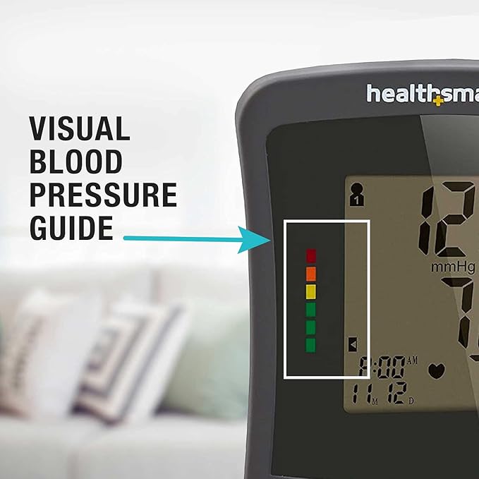 HealthSmart Digital Standard Wrist Blood Pressure Monitor with Automatic Adult Cuff That Displays Pulse Rate and Irregular Heartbeat Stores up to 60 Readings for 2 Users
