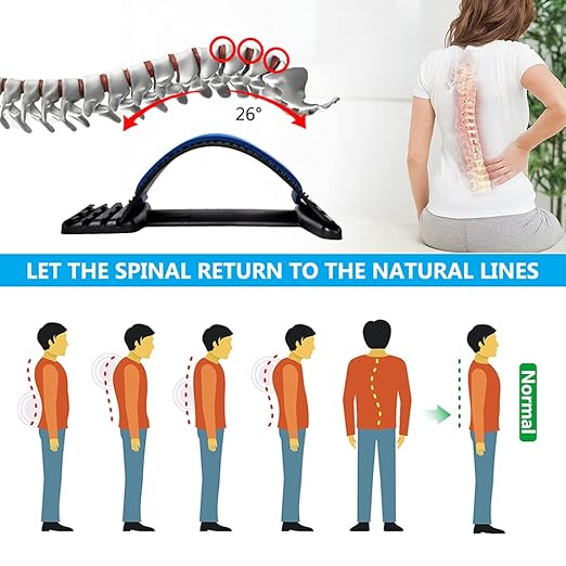 JUMPOW Back Stretcher for Lower Back Pain Relief - 4 Level Adjustable Lumbar Cracker Board, Relief for Lumbar Area Pain, Scoliosis Aid, Spine Decompression
