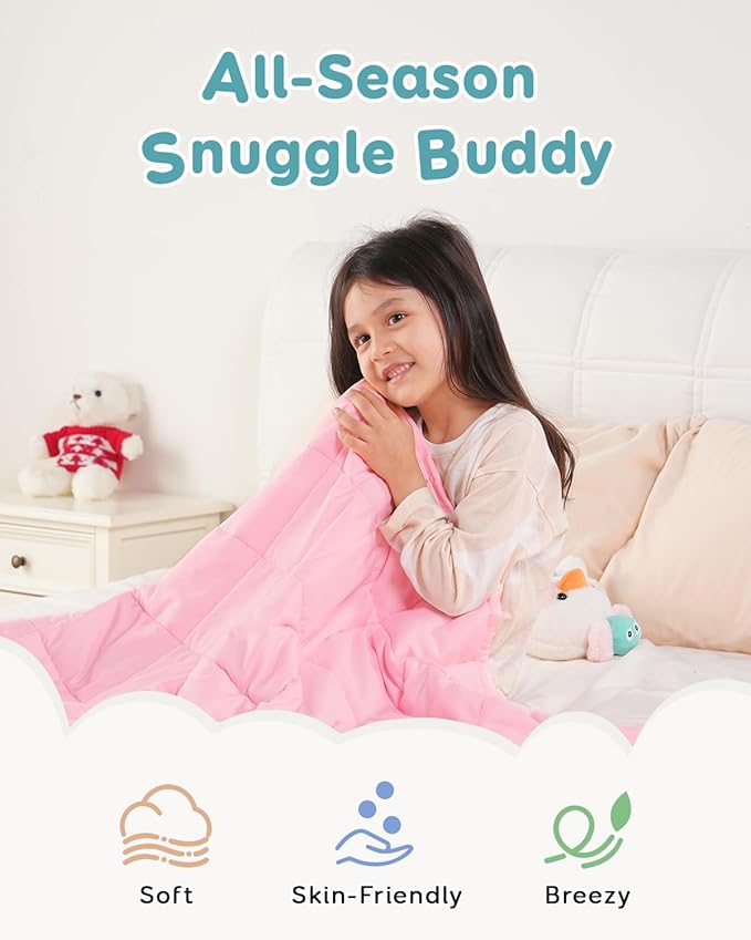 Topblan 3 lb Weighted Blanket, 36" x 48" Small Heavy Lap Blanket, Soft and Breathable, Glass Bead Filling for Calming, Machine Washable, Pink