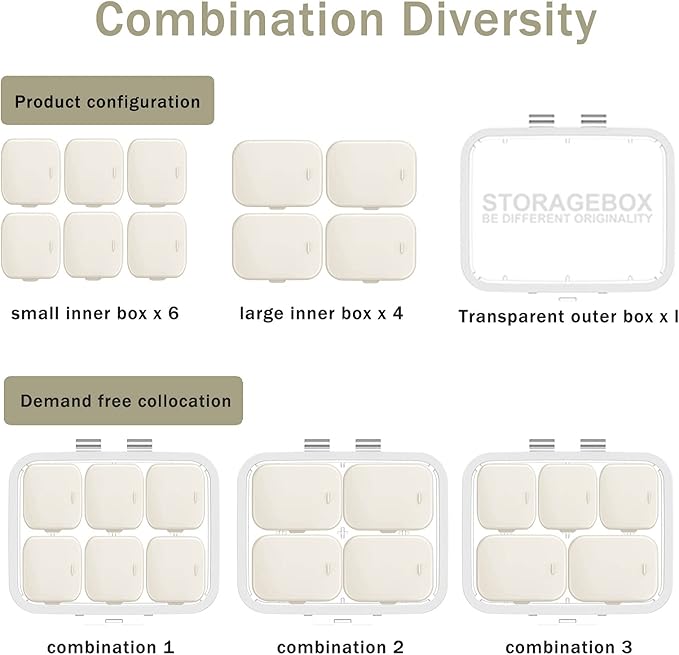 Pill Organizer SOFISO 4/6 Grid Free Assembly Travel Medicine Organizer 10 Day Pill Organizer Portable Pill Box Waterproof Pill Case Daily Medication Carry Case for Vitamins, Fish Oils, Supplements