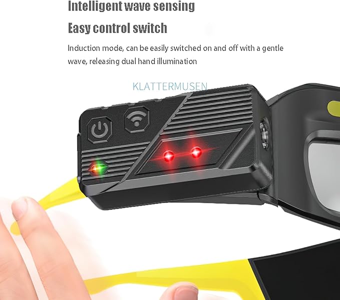 LED Glasses Rechargeable Headlight with Motion Sensor and Touch Control, 5 Modes USB C Lighted Glasses for Running Camping, Fishing, Cycling, Hiking, Hands-Free Lighting (Blue)