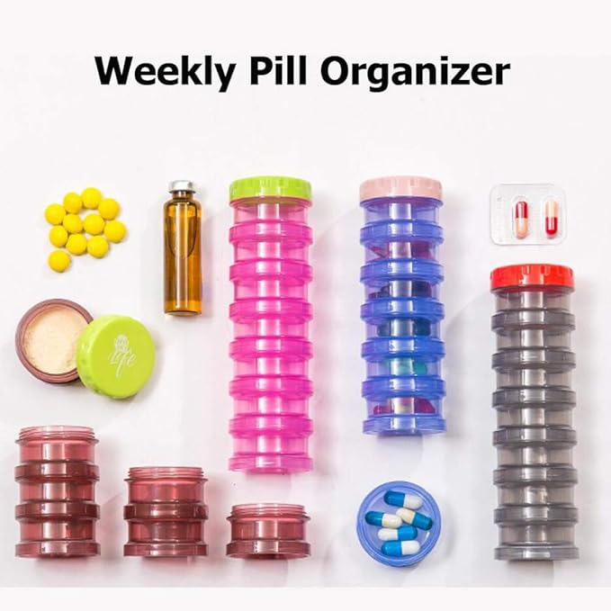Weekly Pill Organizer, 7 Days Pill Case, Large Daily Travel Pill Case, Stackable Pill Box with Mosture Proof Design for Bag to Hold Pills/Vitamin/Fish Oil/Supplements/Medication
