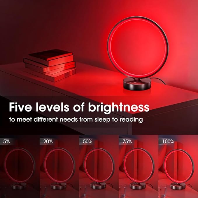 Red Light Therapy for Sleep 670nm Wavelength Timing and 5 Brightness Red Lights Lamp,4 Colors with Touch or Remote Control Decorative Lamp for Bedroom