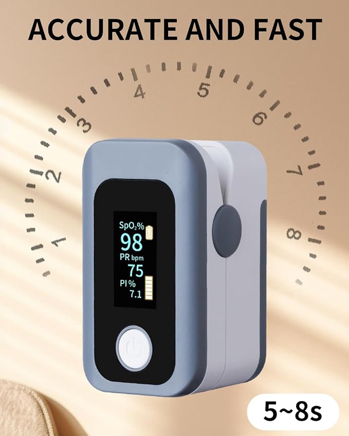 Pulse Oximeter Oxygen Monitor Fingertip Blood Oxygen Monitor Pulse Ox with OLED Display for SpO2,Heart Rate,PI
