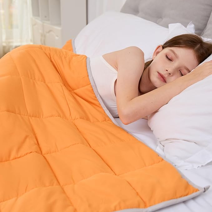 Weighted Blanket 7lbs Twin Size Orange Grey 41"x60" Weighted Blankets Heavy Blanket are Comfortable and Cozy