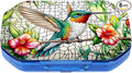 This Portable Flower Hummingbird Pattern 6 Compartment Pill Box Compartmentalized Pill Box Can Be Placed in A Pocket Or Wallet to Store Vitamins, Medicines Health Supplements Other Medications.
