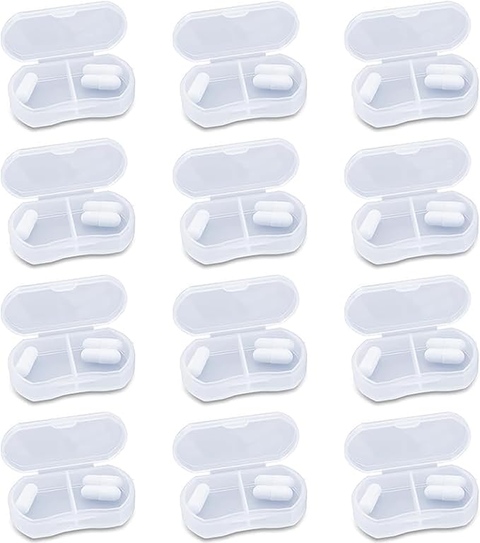 12PCS Pill Case Organizer Pocket Small Pill Holder, Daily AM & PM containers, Medicine Holder, Ideal for Medication, Vitamin, Supplement, Perfect for Travel, Ideal for Purse