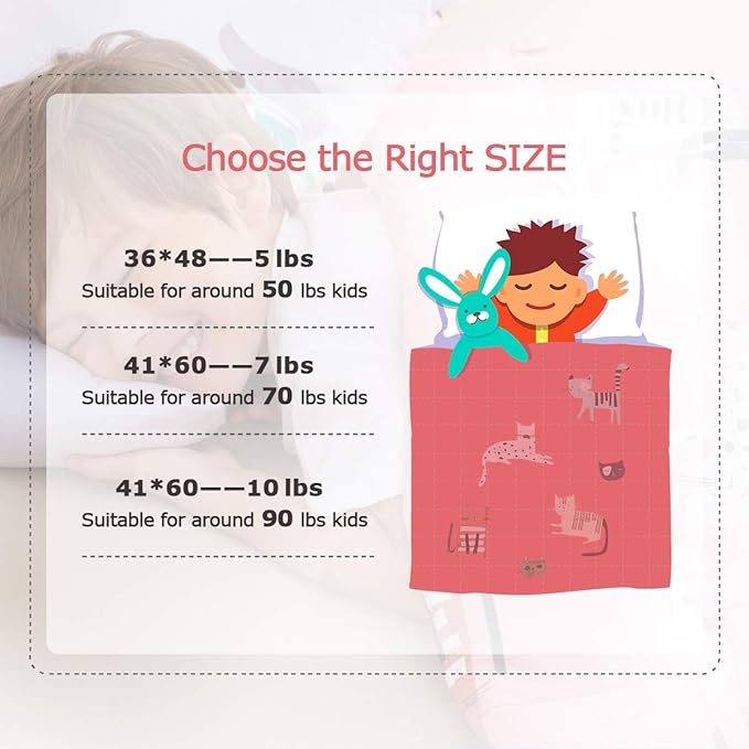 Sivio Weighted Blanket, Cotton Heavy Blanket with Glass Beads, 10 lbs 41x60 Inches Breathable and Soft Weighted Throw, Pink Cat
