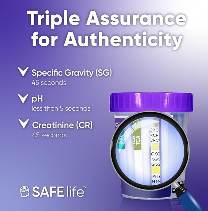 SAFE LIFE [5 Pack] -13 Panel Urine Cup (AMP500, BAR, BUP, BZO, COC150, MDMA, MET500, MOP 300, MTD, OXY, PCP, TCA) Include with 3 Adulterations (CR,SG,PH)