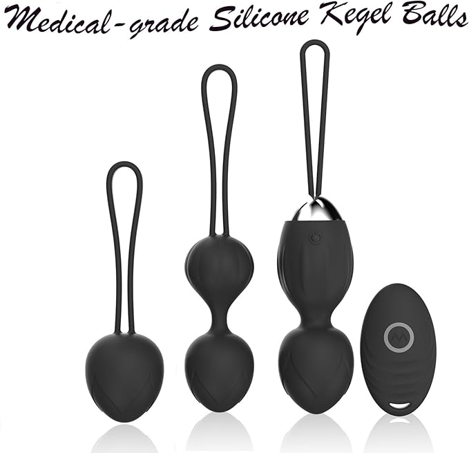 Kegel Exerciser, Kegel Weights Set for Female Pelvic Floor Exercises, Set of 3 Premiun Silicone Kegel Exercise Trainer Kit for Women: Beginers&Advance (Black)