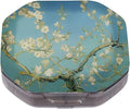 This Portable Almond Blossoms Pattern 4 Compartment Pill Box Can Be Placed in A Pocket Or Wallet to Store Vitamins, Medicines Health Supplements Other Medications.