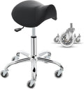 Saddle Stool, Ergonomic Saddle Chair with Wheels 450 LBS, Adjustable Height Swivel Salon Stool, Rolling Stool for Home Office Tattoo Massage Clinic Lab Beauty (Black)