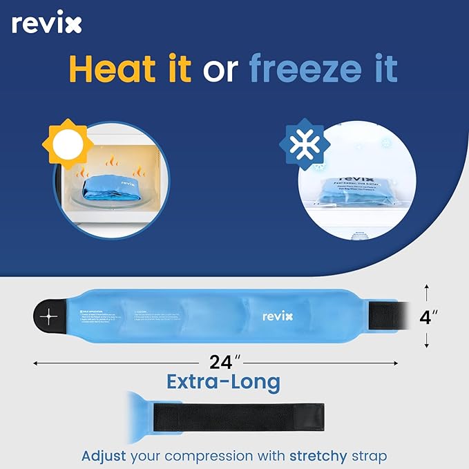 REVIX 24" Extra Long Wrist Ice Pack Wrap for Discomfort Reducing, Reusable Gel Ice Pack for Hand and Forearm, Hot & Cold Compress, Extended Coverage, Enhancing Comfort and Soothing Fatigue