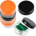 5 Pcs Small Pill Organizer Box Travel Pill Case Holder Portable Daily Mini Pills Container BPA Free Medication Storage Container for Purse Pocket Briefcase (Black, Orange)
