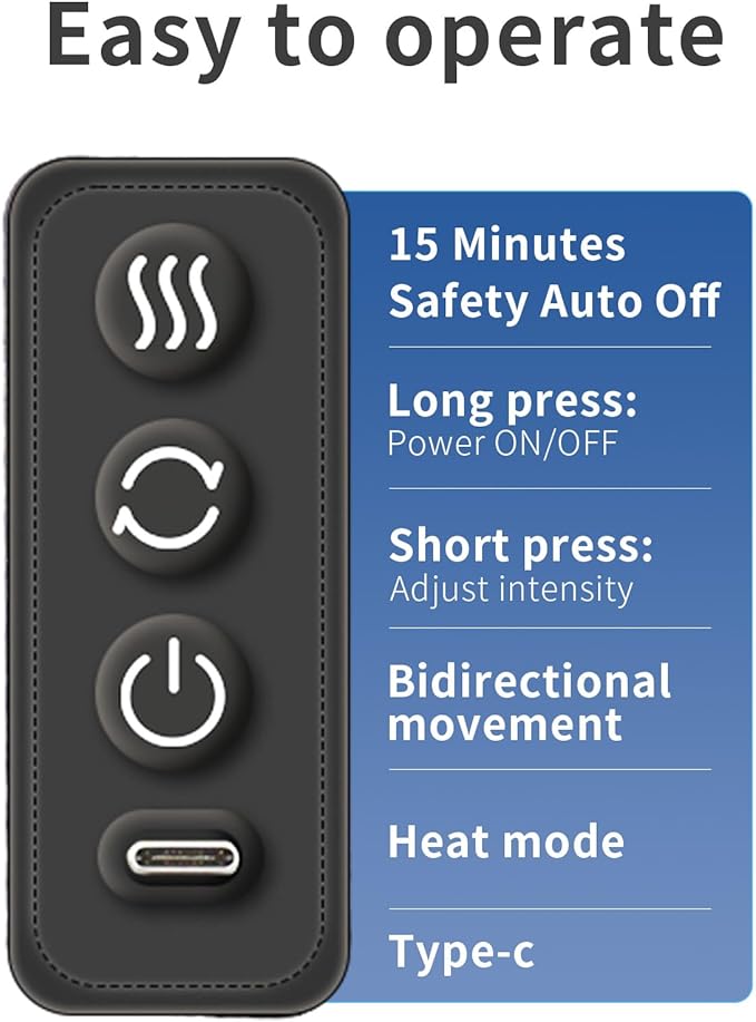 Shiatsu Neck and Back Massager ,With Heating and Bidirectional Rotation Heads ,4D Electric Massage Pillow with 4 Nodes ,Neck Back Shoulder Foot Pain Relief, Portable & Rechargeable, Holiday Gift