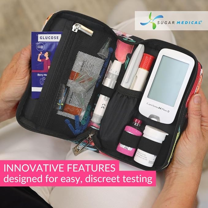 Sugar Medical Diabetes Supply Case |Diabetic Care Products | Diabetic Supplies Travel Organizer | Diabetic Supply Bag | Glucose Meter Kit | Diabetic Bags for Supplies | Glucometer Case (Aloha)