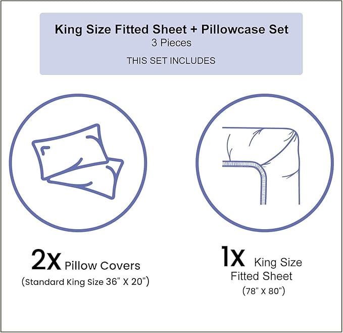 XISUNYA Decorative Bedding Sheet Set King Size, Aqua Deep Pockets Fitted Sheet & 2 Pillowcases Set(No Flat Sheet), Big Small Water Rain Drops Liquidity Oceanic Print Microfiber 3pc Bed Sheets Set