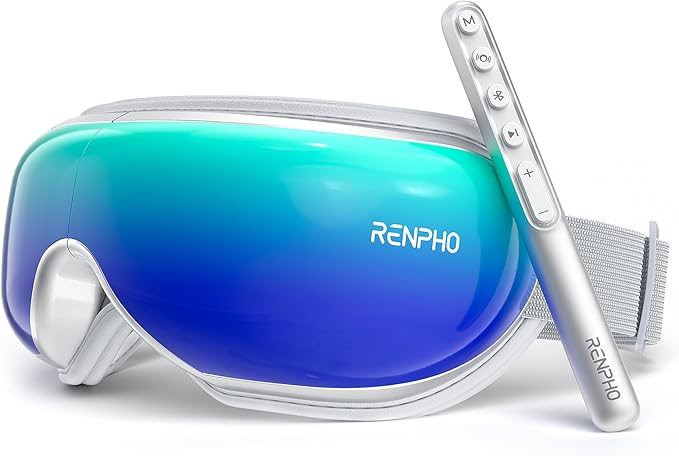 RENPHO Eyeris 1 Eye Massager with Remote, Birthday Valentines Day Gifts for Women Men, Sleep Mask with Heat Compression, Headache Massager for Strain Migraine Relief Stye Eye