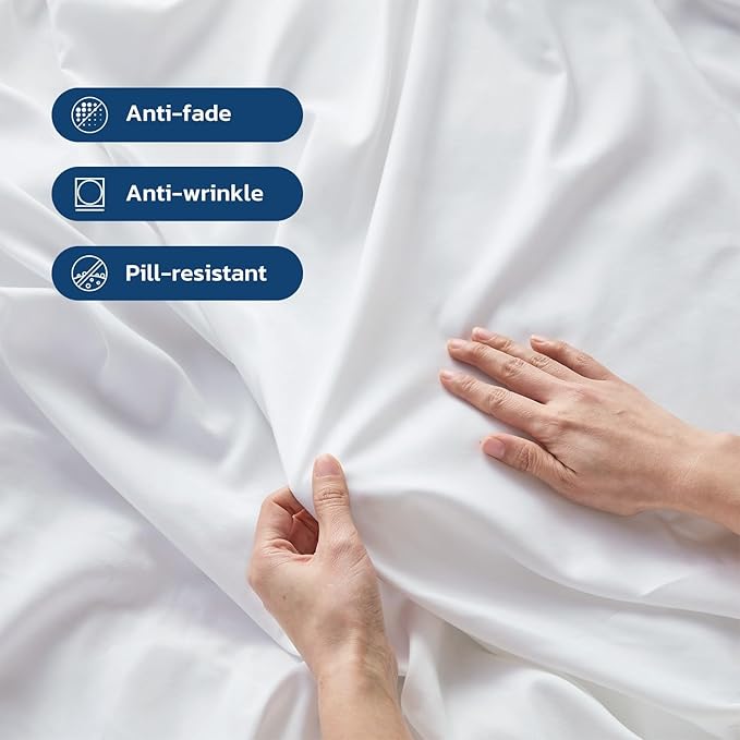 Degrees of Comfort Coolmax® Cooling Bed Sheets Split King Size for Hot Sleepers, Moisture Wicking Sheet Set for Night Sweats, 16" Deep Pocket, Ultra Soft, Cozy for All Seasons, White 5 Pieces