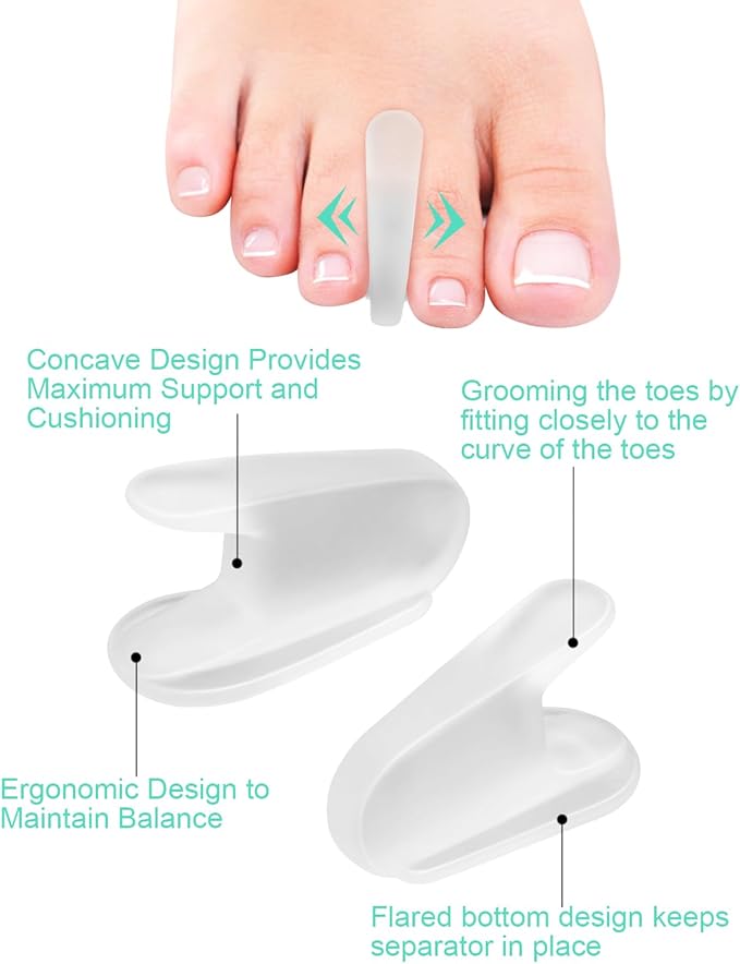 18Pcs Gel Toe Separators for Bunions, Silicone Toe Spacers Bunion Corrector for Feet Women Men Pain Relief, Soft Flared Toe Spreader Straightener for Overlapping Toes(12L+6S)