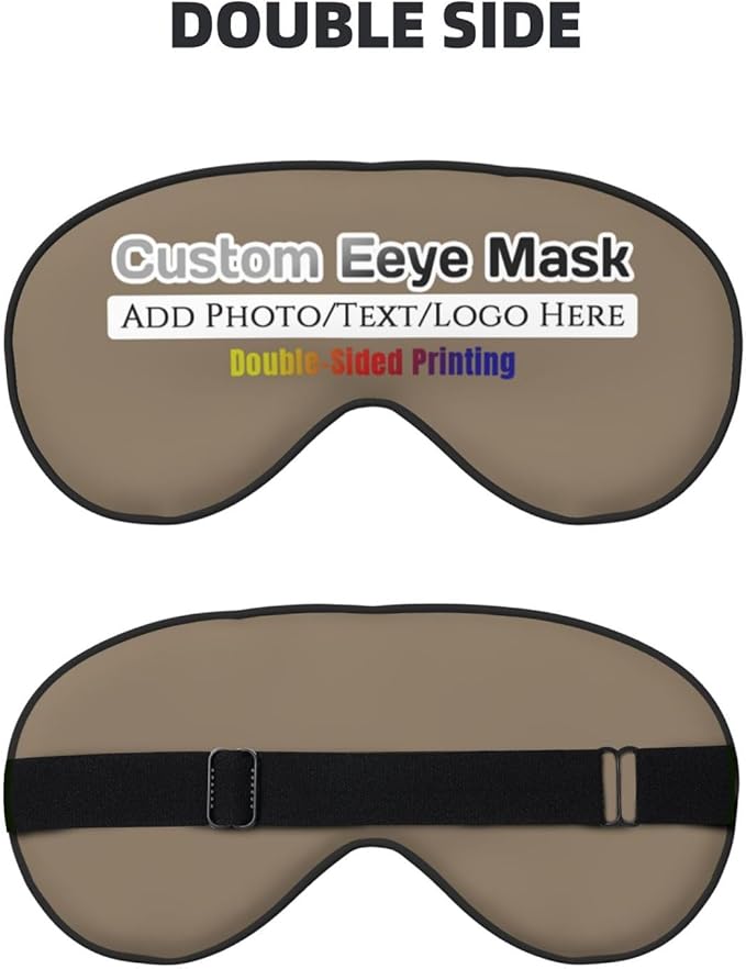 Custom Eye Mask,Add Your Image Text Personalized Sleep Shade Soft Blindfold Eyemask Blackout Eye Cover with Adjustable Strap for Sleep,Travel,Nap Brown Savana