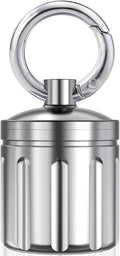 Waterproof Pill Organizer, Stainless Steel, Keychain, Portable Pill Container Single Chamber Box Outdoor Camping, Size: 1.2 x 1.2 x 1.65 inches