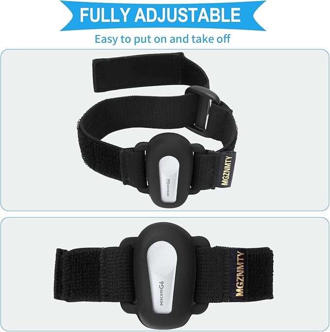MGZNMTY Armband for Dexcom G6 Adhesive Patches Waterproof Accessories, CGM Continuous Glucose Monitor System Transmitter Sensor Cover, 7" to 20" Adjustable Arm Band (Black)