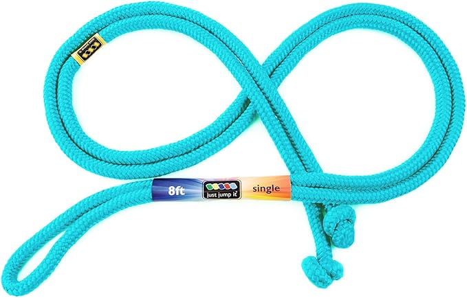Just Jump It 8' Foot Single Jump Rope for Kids Women and Men - Active Outdoor Youth Fitness Excersing Equipment - Braided Nylon Gym Accessories