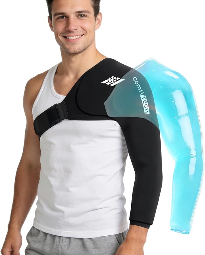 ComfiTECH Shoulder Arm Ice Pack Wrap for Pitchers & Volleyball Players, Reusable Ice Pack for Shoulder & Elbow & Arm Cooling, Adjustable Ice Arm Sleeve for Post-Training Recovery & Muscle Comfort, L