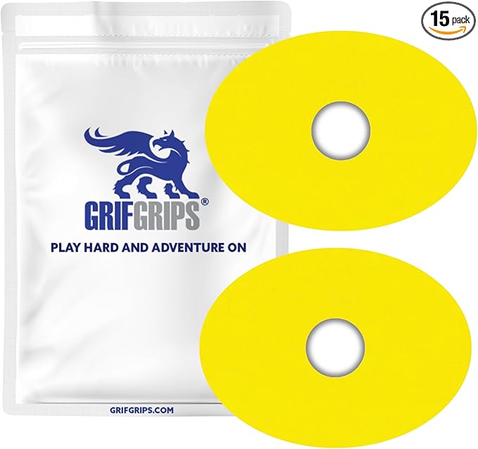 GrifGrips Oval CGM Adhesive Patches — CGM Covers Sensor Patch Overpatch Compatible for Libre 2/3, Guardian 4, Enlite Sensor - Original Adhesive Pack of 15 - Yellow
