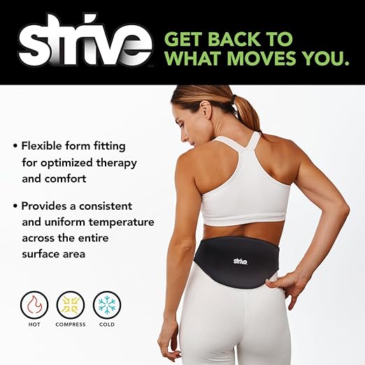 Strive Back Ice Pack Wrap, Hot & Cold Therapy Wrap for Soothing Relief and Support, Adjustable Compression for Comfortable Healing, Perfect for Back Pain and Muscle Recovery, Black