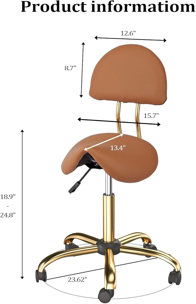OmySalon Drafting Chair,Ergonomic Office Desk Chair with Back Support,Tall Adjustable Rolling Stool with Footrest & Thick Seat Cushion,Computer Chair (Brown Gold)