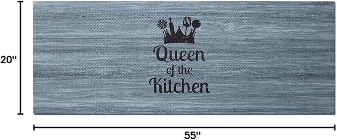 J&V TEXTILES 20" x 55" Comfort Collection Kitchen Anti-Fatigue Runner Mat (Queen of The Kitchen)