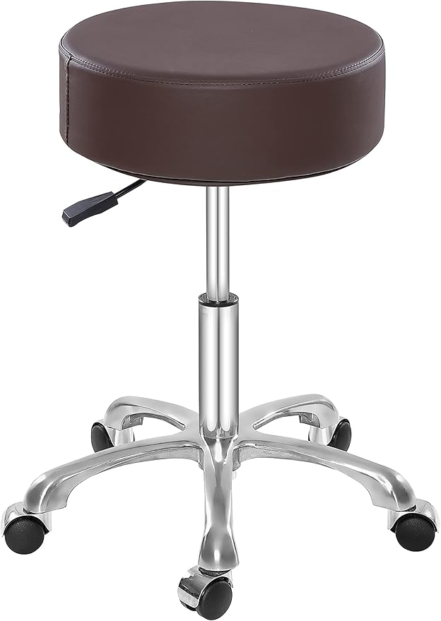 Thick Padding Swivel Rolling Stool,Adjustable Hydraulic Chair with Wheels for Medical Spa,Massage Salon,Home,Office,Clinic,Esthetician Artist Studio,Tattoo,Kitchen(Brown)