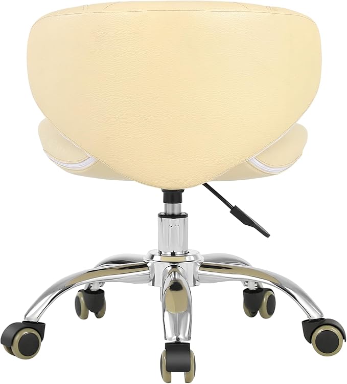 Pedicure Stool Hydraulic Height Adjustable with Back Support for Nail Salon Manicure Tech Pedicure Spa (Beige)