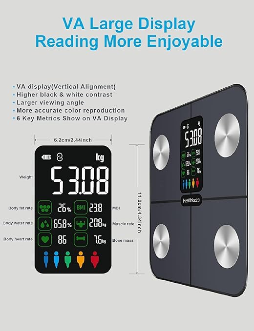 Smart Scale for Body Weight – Large Backlit Display Ultra‑Precise Bathroom Weight Scale with 15 Body Composition Metrics, App Sync Bluetooth & Multi‑User Profiles, FSA&HSA Eligible