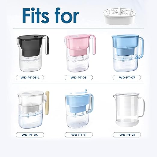 2 Pack Filters Replacement for All Waterdrop® Pitchers, Waterdrop® WD-PF-01A Plus Filter, Reduces Lead, PFAS, PFOA/PFOS, Chlorine, Last Up to 3 Months or 200 Gallons, AQUA CREST