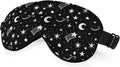 Starry Sky Moon Silk Eye Mask Sleep Mask Night Polka Dots Mystical White Black Eye Mask with Adjustable Strap Lightweight for Women Work Travel Night Sleep