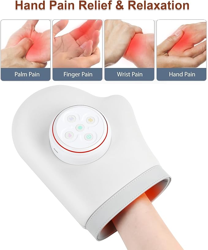 Hand Massager with Heat and Compression, Cordless Hand Massager for Arthritis and Carpal Tunnel, Finger and Palm Massage Machine for Pain Relief, 5 Massage Modes, 3 Heat Levels, Gift for Women Mom