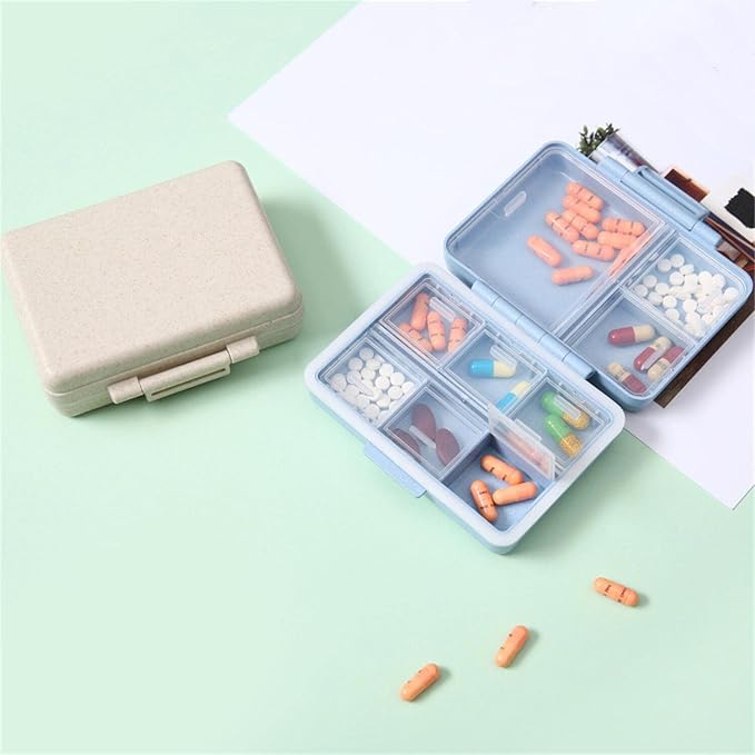 2023 New Daily Pill Organizer, 9 Compartments Portable Sealed Pill Box, Travel Pill Organizer, Waterproof Design Pill Box for Wallet Pocket to Hold Vitamins, Cod Liver Oil & Medications (G-1PC-Green)