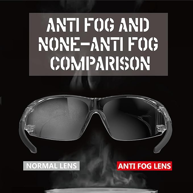 HTS HUNTERSKY ANSI Z87.1 Anti-Fog Clear Safety Glasses Pickleball Youth Baseball Lab Chemistry Goggles Scratch Resistant