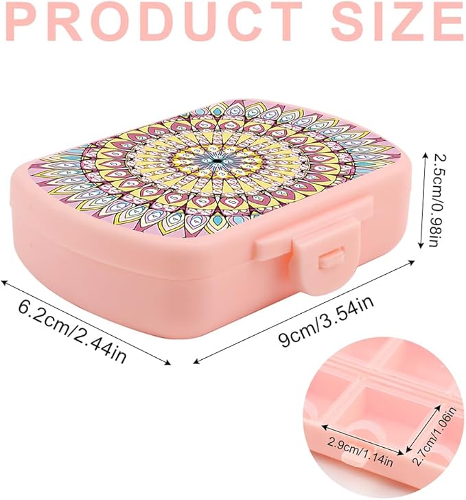 C'eitura 2pcs DIY Mandala & Bear Diamond Art Painting Pink Pill Organizer with 6 Lid Detachable Compartments, Fun DIY Craft Project for Adults, Elegant Pill Case for Purse & Travel