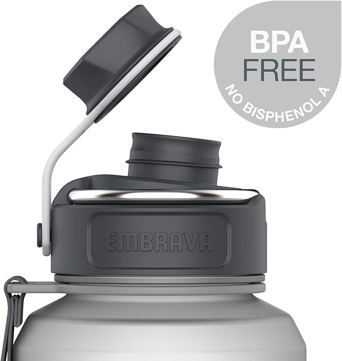 Embrava 40 oz Water Bottle - Large BPA Free Sports Bottle for Gym Hiking - Wide Mouth Leak Proof Fast Flow - Durable Reusable Tritan Plastic - Carry Ring - Sport Water Bottles for Men Women