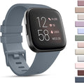 Mugust Sport Bands Compatible with Fitbit Versa 2, Classic Soft Silicone Replacement Wristbands Straps for Fitbit Smart Watch Women Men (Small,Blue Gray)