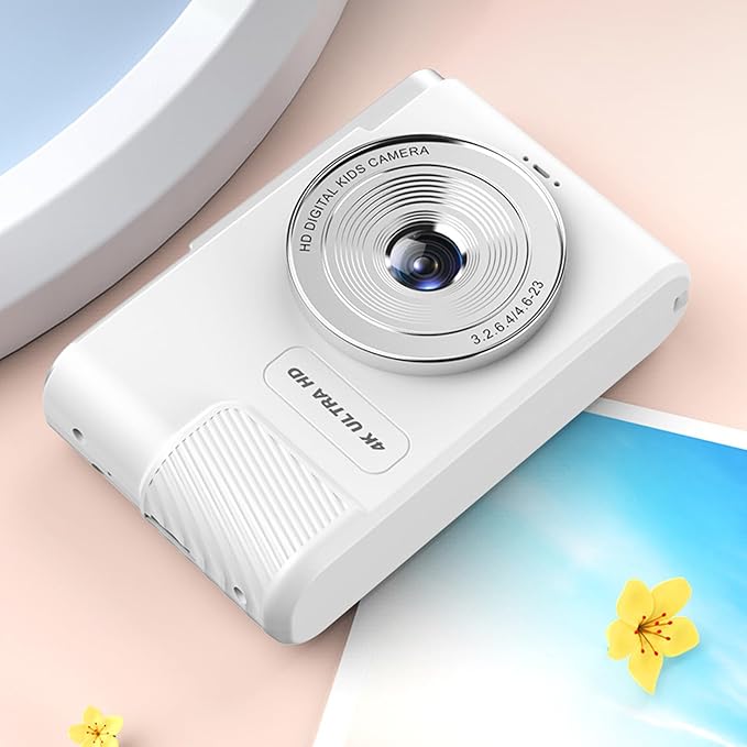 Dpofirs Digital Camera 48MP 4K Vlogging Camera with 2.4 Inch Screen 16X Digital Zoom Compact Camera for Teens Beginner Adult (White)