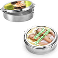 Custom Pill Box Organizer Travel With Photo,Logo,Text Personalized Metal Medicine Pill Case Waterproof Tablet Vitamin Holder Organizer for Purse Pocket Travel Gifts with Mirror&Key Rings 3 Compartment