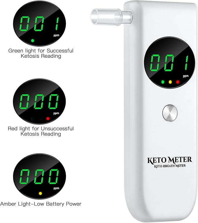 Ketone Breath Analyzer for Testing ketosis - Professional Ketone Breath Monitors Tester Portable Breath Ketosis Meter Home Ketone Breath Tester with 10 Mouthpieces -Monitor Your Ketosis Status