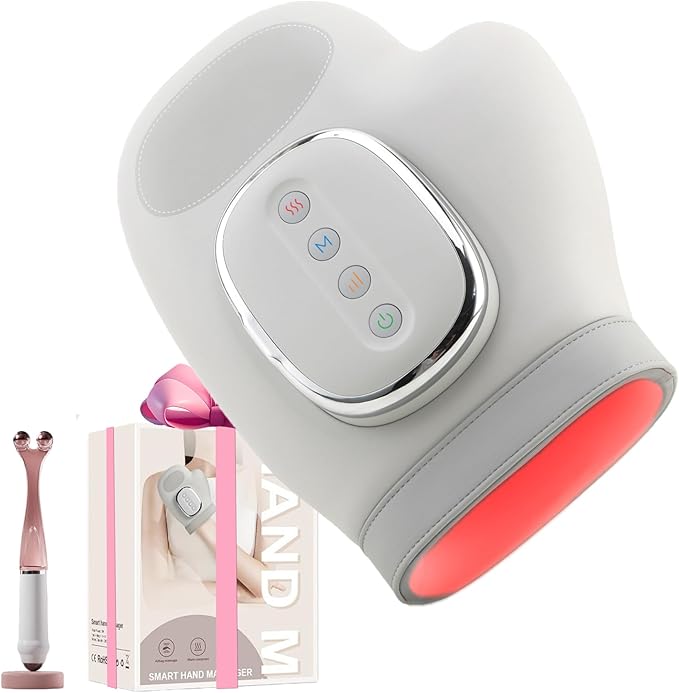 Hand Massager with Heat and Compression, Cordless Hand Massager, Finger Massager, 3 Massage 4 Temperatures 5 Compression Models, Ideal Gift for Women, Men